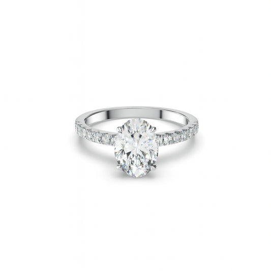 Oval Pavé Lab Diamond Ring | IGI Certified