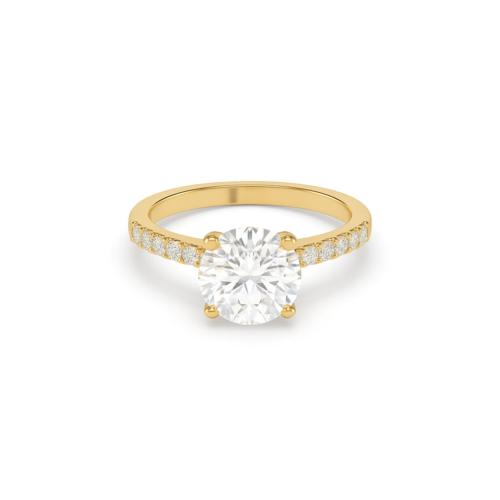 Round Pavé Lab Diamond Ring | IGI Certified