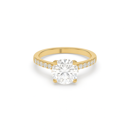 Round Pavé Lab Diamond Ring | IGI Certified