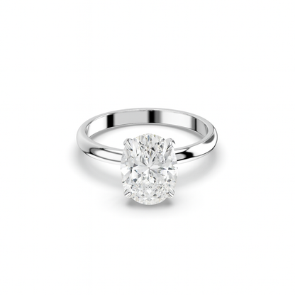 Oval cut lab diamond solitaire ring featuring an IGI certified diamond