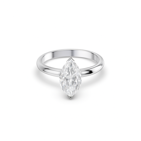 Marquise cut lab diamond solitaire ring featuring an IGI certified diamond