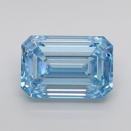 igi certified fancy vivid blue emerald cut lab grown diamond