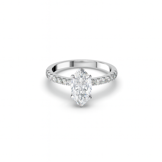 Marquise cut pavé lab diamond ring featuring an IGI certified center diamond