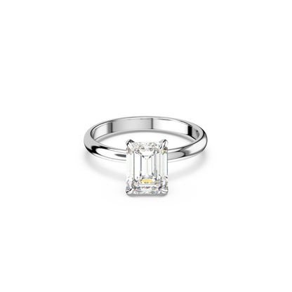 Emerald cut lab diamond solitaire ring featuring an IGI certified diamond