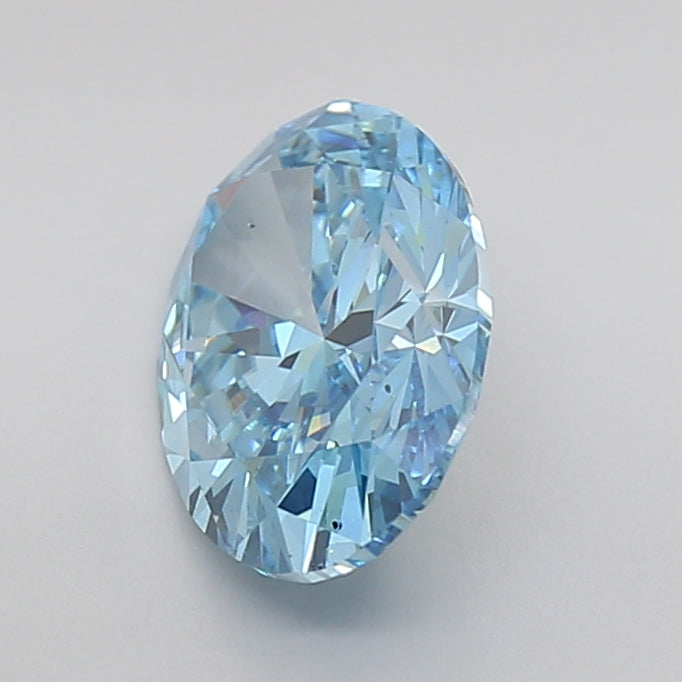 fancy intense blue oval cut lab grown diamond igi certified top view