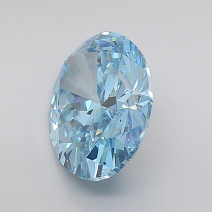 fancy intense blue oval cut lab grown diamond igi certified top view