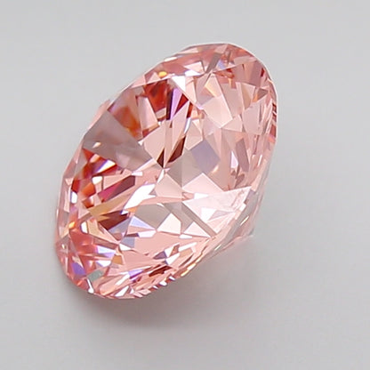 fancy intense pink round cut lab grown diamond igi certified top view