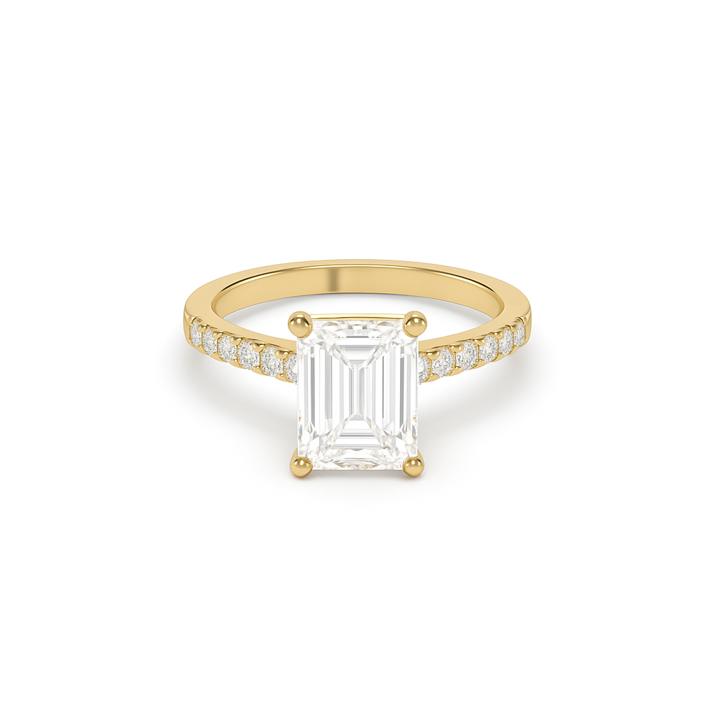 Emerald Pavé Lab Diamond Ring | IGI Certified