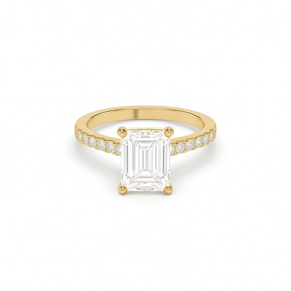 Emerald Pavé Lab Diamond Ring | IGI Certified