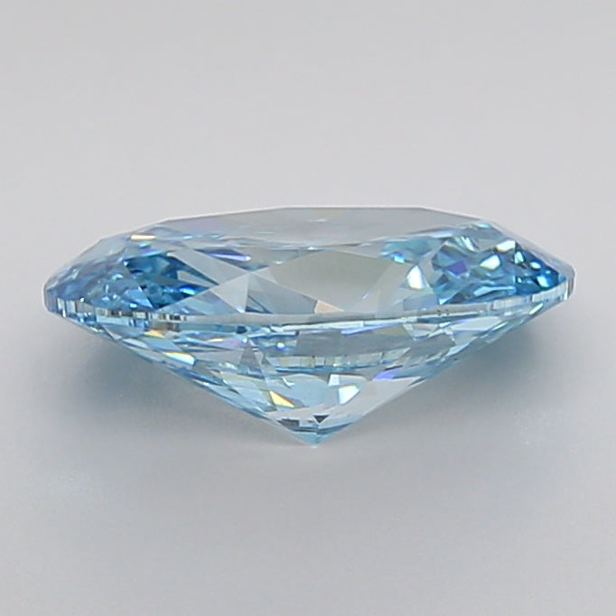 oval cut fancy vivid blue lab grown diamond igi certified side view
