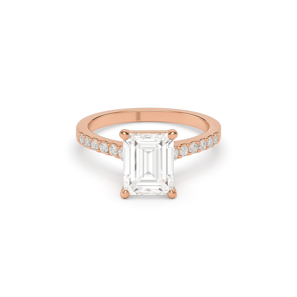 Emerald Pavé Lab Diamond Ring | IGI Certified