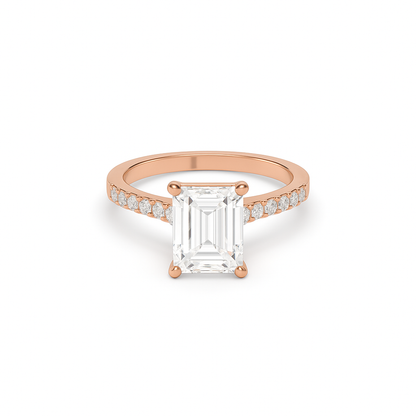 Emerald Pavé Lab Diamond Ring | IGI Certified