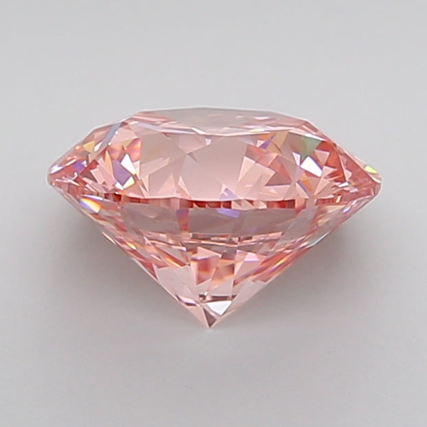 round cut fancy vivid pink lab grown diamond igi certified side view