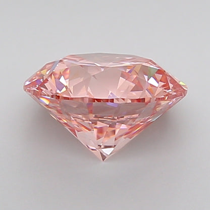 round cut fancy vivid pink lab grown diamond igi certified side view