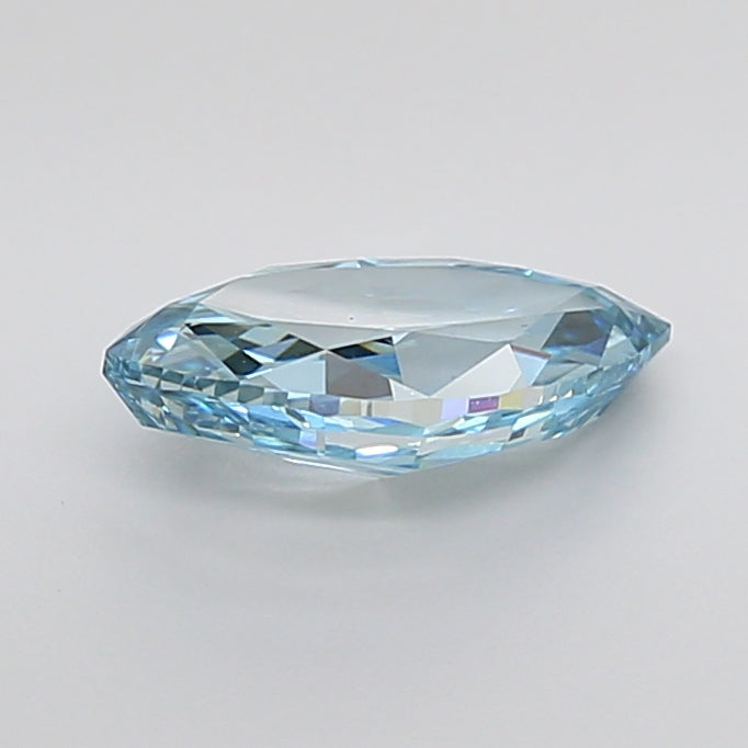 marquise cut fancy vivid blue lab grown diamond igi certified side view