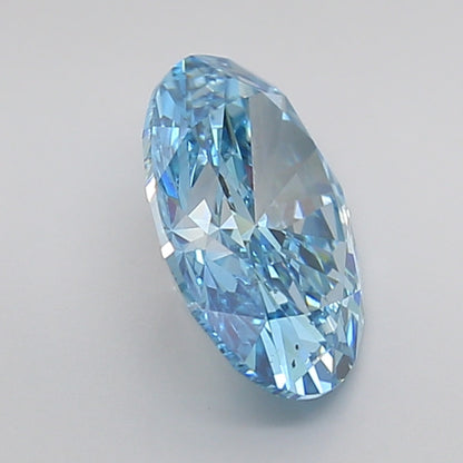 igi fancy intense blue oval cut lab grown diamond close up