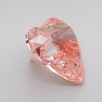 igi fancy intense pink heart cut lab grown diamond close up
