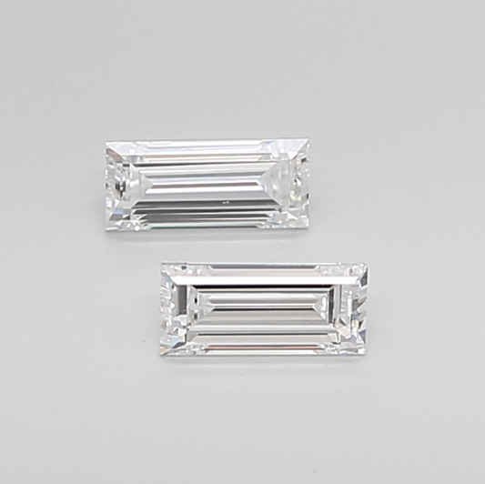 white baguette shape diamonds pair precision cut