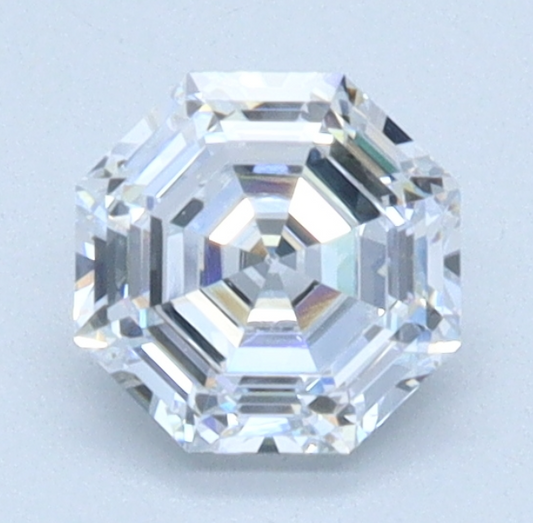 white octagonal shape diamond custom precision cut