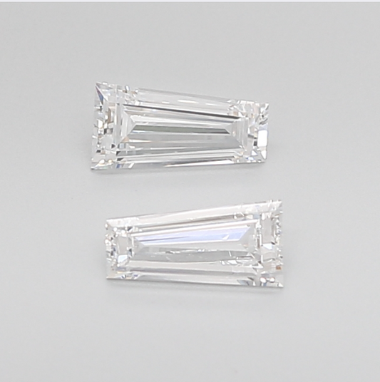 white tapered baguette shape diamonds pair precision cut