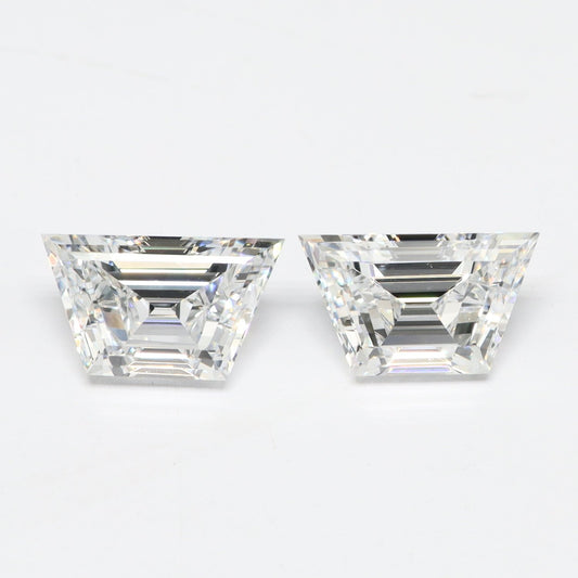 white trapezoid shape diamonds pair precision cut