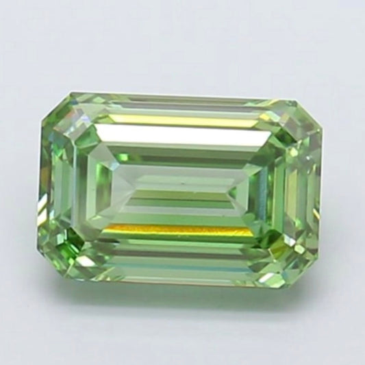 igi certified fancy vivid green emerald cut lab grown diamond