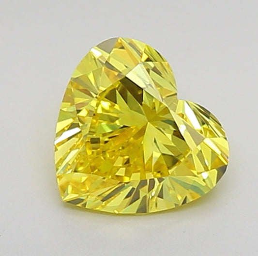 igi certified fancy vivid yellow heart cut lab grown diamond
