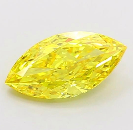 igi certified fancy vivid yellow marquise cut lab grown diamond
