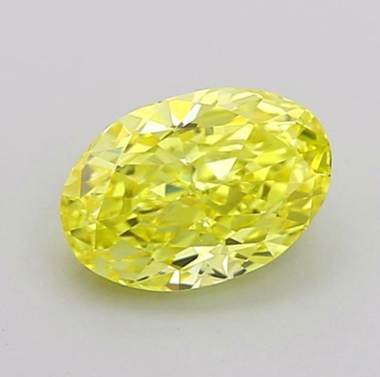 igi certified fancy vivid yellow oval cut lab grown diamond
