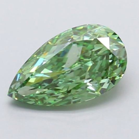 igi certified fancy vivid green pear cut lab grown diamond