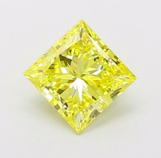 igi certified fancy vivid yellow princess cut lab grown diamond