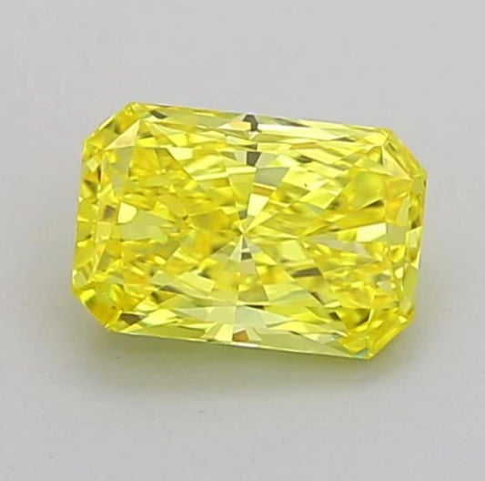 igi certified fancy vivid yellow radiant cut lab grown diamond